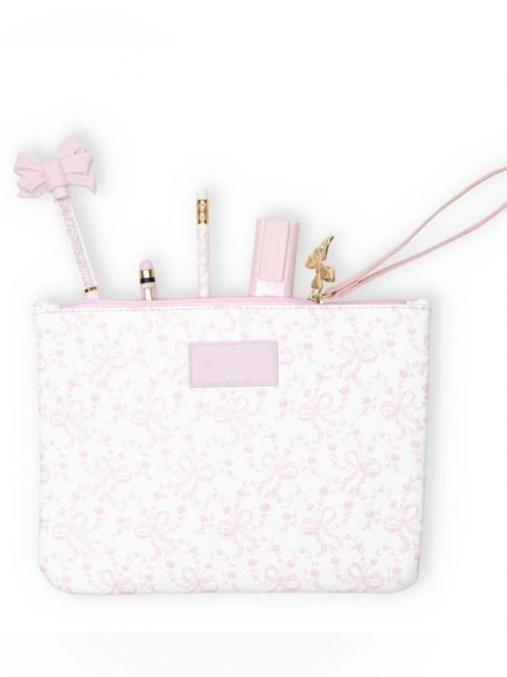 LoveShackFancy Pink Bow Print Pouch